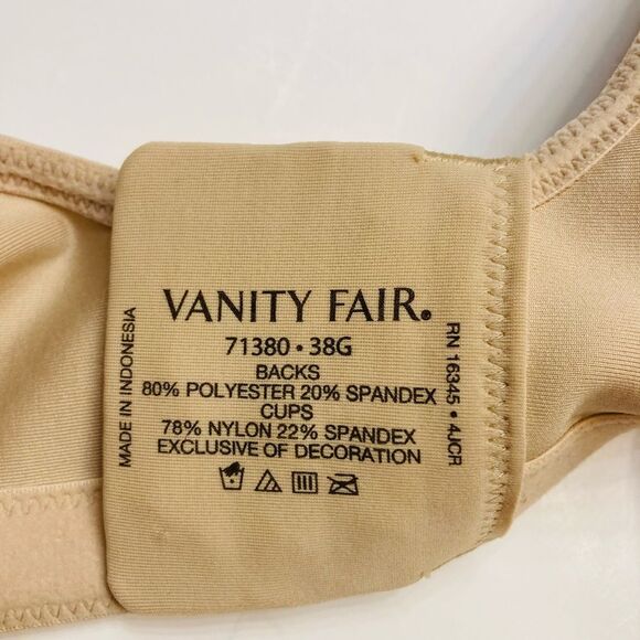 Vanity Fair 71380 Beauty Back Full Figure Wireless Smoothing Bra 38G Damask NEW - Picture 7 of 10